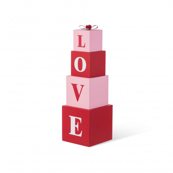 Glitzhome 25"H Valentine's Wooden Double-Sided XOXO & LOVE Boxed Porch Decor