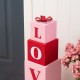 Glitzhome 25"H Valentine's Wooden Double-Sided XOXO & LOVE Boxed Porch Decor