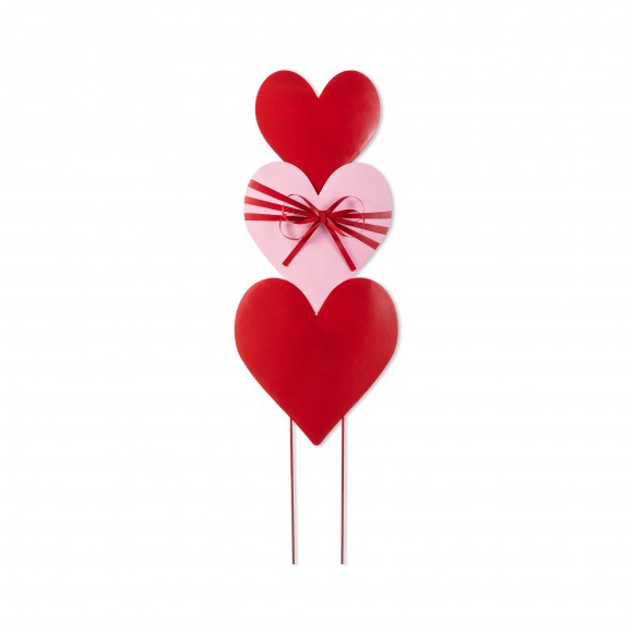 Glitzhome 36"H Set of 3 Valentine's Metal  Stacked Heart Yard Stake (KD)