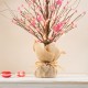 Glitzhome 20"H Lighted Valentine's Pink Berry Heart Table Tree