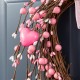 Glitzhome 17"H Valentine's Pink Berry Heart Wreath