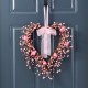Glitzhome 17"H Valentine's Pink Berry Heart Wreath