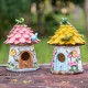 Glitzhome 9"H Resin Yellow Roof Outdoor Garden Birdhouse