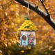 Glitzhome 9"H Resin Yellow Roof Outdoor Garden Birdhouse