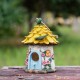Glitzhome 9"H Resin Yellow Roof Outdoor Garden Birdhouse