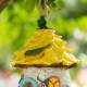 Glitzhome 9"H Resin Yellow Roof Outdoor Garden Birdhouse