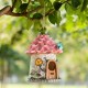 Glitzhome 9"H Resin Pink Roof Outdoor Garden Birdhouse