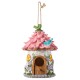 Glitzhome 9"H Resin Pink Roof Outdoor Garden Birdhouse
