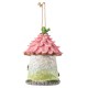 Glitzhome 9"H Resin Pink Roof Outdoor Garden Birdhouse
