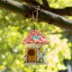 Glitzhome 9"H Resin Pink Roof Outdoor Garden Birdhouse