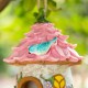 Glitzhome 9"H Resin Pink Roof Outdoor Garden Birdhouse