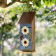 Glitzhome 15"H Washed Blue 2-Tiered Solid Wood and Metal Daisy Decorative Outdoor Garden Birdhouse