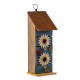 Glitzhome 15"H Washed Blue 2-Tiered Solid Wood and Metal Daisy Decorative Outdoor Garden Birdhouse
