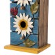 Glitzhome 15"H Washed Blue 2-Tiered Solid Wood and Metal Daisy Decorative Outdoor Garden Birdhouse