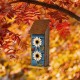 Glitzhome 15"H Washed Blue 2-Tiered Solid Wood and Metal Daisy Decorative Outdoor Garden Birdhouse