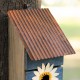 Glitzhome 15"H Washed Blue 2-Tiered Solid Wood and Metal Daisy Decorative Outdoor Garden Birdhouse