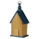 Glitzhome 12.25"H Washed Yellow Distressed Solid Wood Cottage Garden Birdhouse with Bees and Flowers