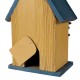 Glitzhome 12.25"H Washed Yellow Distressed Solid Wood Cottage Garden Birdhouse with Bees and Flowers