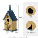 Glitzhome 12.25"H Washed Yellow Distressed Solid Wood Cottage Garden Birdhouse with Bees and Flowers