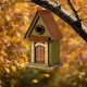 Glitzhome 11.25"H Vintage Green Distressed Solid Wood Decorative Outdoor Garden Birdhouse