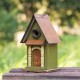 Glitzhome 11.25"H Vintage Green Distressed Solid Wood Decorative Outdoor Garden Birdhouse