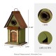 Glitzhome 11.25"H Vintage Green Distressed Solid Wood Decorative Outdoor Garden Birdhouse