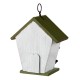 Glitzhome 8.75"H Distressed Solid Wood Decorative Outdoor Garden Birdhouse with 3D Flower
