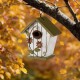 Glitzhome 8.75"H Distressed Solid Wood Decorative Outdoor Garden Birdhouse with 3D Flower