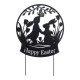 Glitzhome 30"H Easter Metal Silhouette Bunny Couple Yard Stake/Wall Decor (KD Two Function)