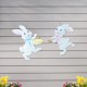 Glitzhome Set of 2 Easter Metal Bunny Painter Yard Stake  (KD)