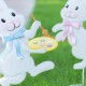 Glitzhome Set of 2 Easter Metal Bunny Painter Yard Stake  (KD)
