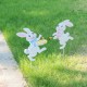 Glitzhome Set of 2 Easter Metal Bunny Painter Yard Stake  (KD)