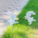 Glitzhome Set of 2 Easter Metal Bunny Painter Yard Stake  (KD)
