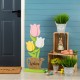 Glitzhome 30"H Easter Wooden Tulip Porch Decor (KD)