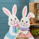 Glitzhome Set of 2 24"H Easter Wooden Bunny Porch Decor(KD)