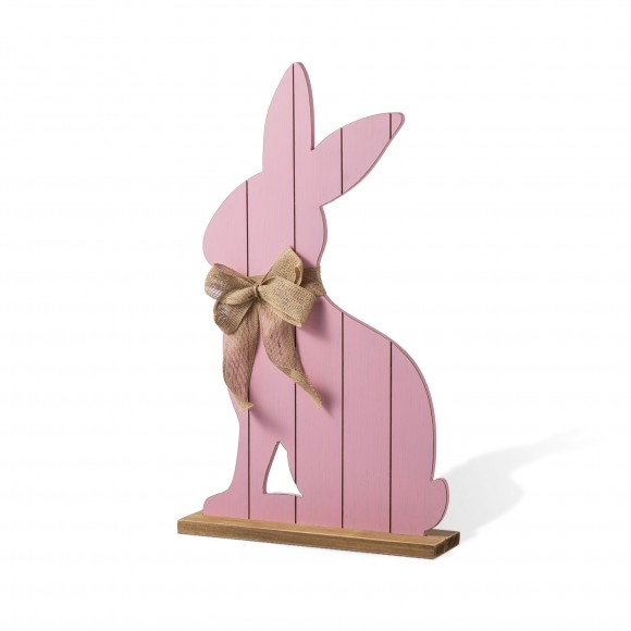 Glitzhome 24"H Easter Wooden Pink Bunny Porch Decor (KD)