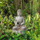 Glitzhome 20.5"H Zen Style Concrete Meditating Buddha Statue Polyresin Outdoor Fountain with Pump and LED Light (KD)
