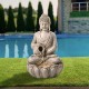 Glitzhome 20.5"H Zen Style Concrete Meditating Buddha Statue Polyresin Outdoor Fountain with Pump and LED Light (KD)