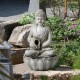 Glitzhome 20.5"H Zen Style Concrete Meditating Buddha Statue Polyresin Outdoor Fountain with Pump and LED Light (KD)