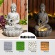 Glitzhome 20.5"H Zen Style Concrete Meditating Buddha Statue Polyresin Outdoor Fountain with Pump and LED Light (KD)