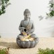 Glitzhome 20.5"H Zen Style Concrete Meditating Buddha Statue Polyresin Outdoor Fountain with Pump and LED Light (KD)