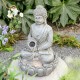 Glitzhome 20.5"H Zen Style Concrete Meditating Buddha Statue Polyresin Outdoor Fountain with Pump and LED Light (KD)