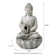 Glitzhome 20.5"H Zen Style Concrete Meditating Buddha Statue Polyresin Outdoor Fountain with Pump and LED Light (KD)