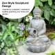 Glitzhome 20.5"H Zen Style Concrete Meditating Buddha Statue Polyresin Outdoor Fountain with Pump and LED Light (KD)