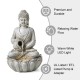 Glitzhome 20.5"H Zen Style Concrete Meditating Buddha Statue Polyresin Outdoor Fountain with Pump and LED Light (KD)