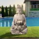Glitzhome 23.25"H Zen Style Concrete Meditating Buddha Statue Polyresin Outdoor Fountain with Pump and LED Light (KD)