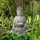 Glitzhome 23.25"H Zen Style Concrete Meditating Buddha Statue Polyresin Outdoor Fountain with Pump and LED Light (KD)