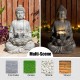 Glitzhome 23.25"H Zen Style Concrete Meditating Buddha Statue Polyresin Outdoor Fountain with Pump and LED Light (KD)