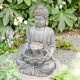 Glitzhome 23.25"H Zen Style Concrete Meditating Buddha Statue Polyresin Outdoor Fountain with Pump and LED Light (KD)