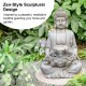 Glitzhome 23.25"H Zen Style Concrete Meditating Buddha Statue Polyresin Outdoor Fountain with Pump and LED Light (KD)